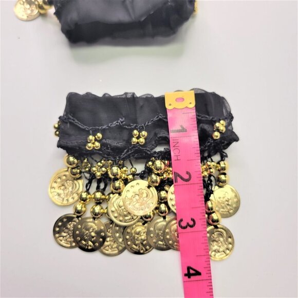 PAIR of Belly Dance Wristband Gold Coins Cuff - Picture 6 of 9